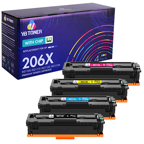 HP 206X Toner Set of 4 - With Updated Chip